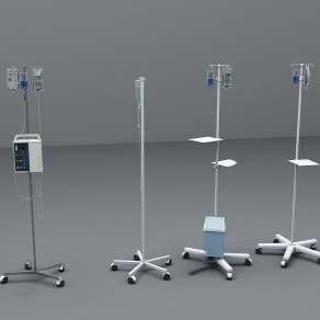 现代医院输液架组合3D模型下载